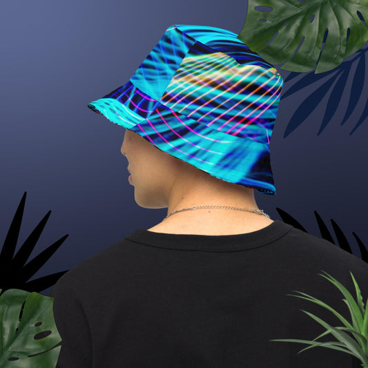 Abstract Freezelight Curves,  Reversible bucket hat