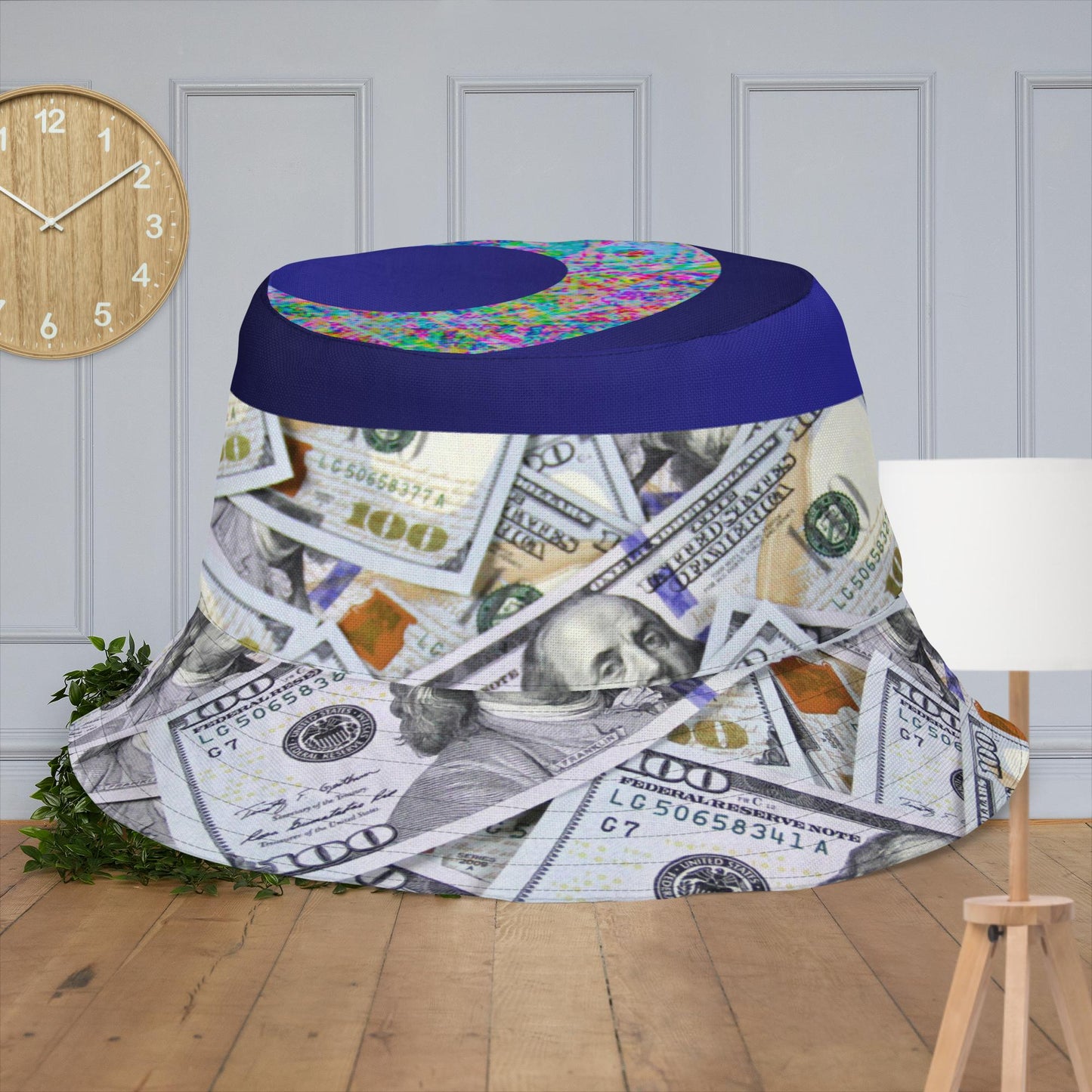 US $100. Dollars Bills, Cash Rule Around Us,   Reversible bucket hat