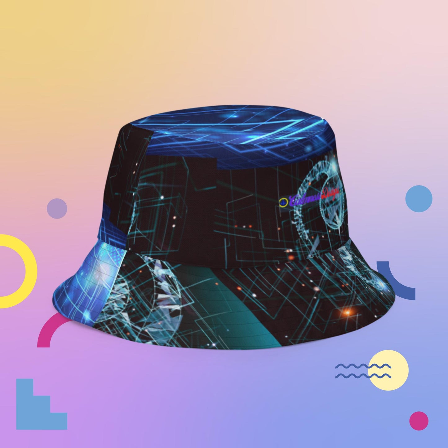 3D Digital Cloud Music Technology,  Reversible bucket hat