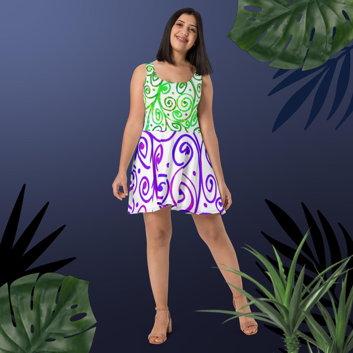 Flower of Life Pattern Illustration,    Skater Dress