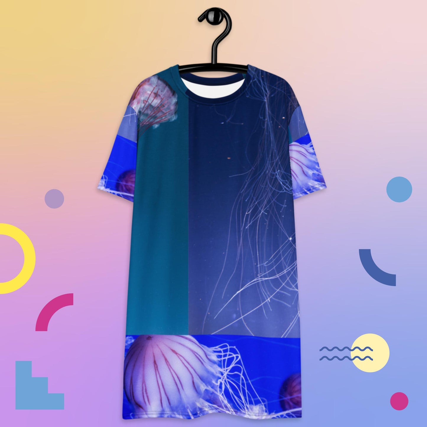 Two jelly-fishes under-water,  T-shirt dress