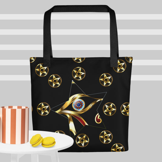 Gold Eye of Horus, Golden, eye, magic gold star, Tote bag