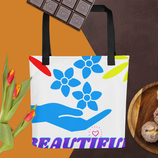 Beautiful, Hand, Roses, Heart, Tote bag