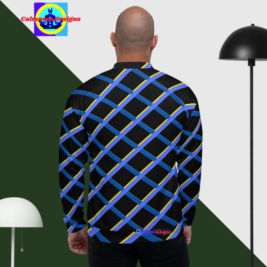 Calmness Designs Grid-Lines, Unisex Bomber Jacket