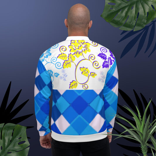 Seamless Multicolored Triangle Pattern, Garden-Flowers, Bomber Jacket