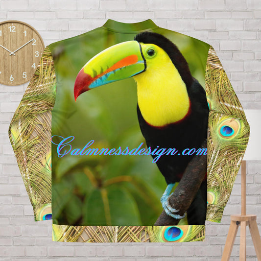 Keel-Billed Toucan, Ramphastos Sulfuratus, Bird Nature, in Central America,   Unisex Bomber Jacket