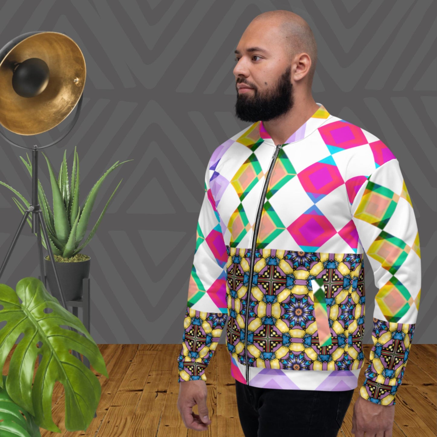 Kaleidoscope Geometric, Unisex Bomber Jacket