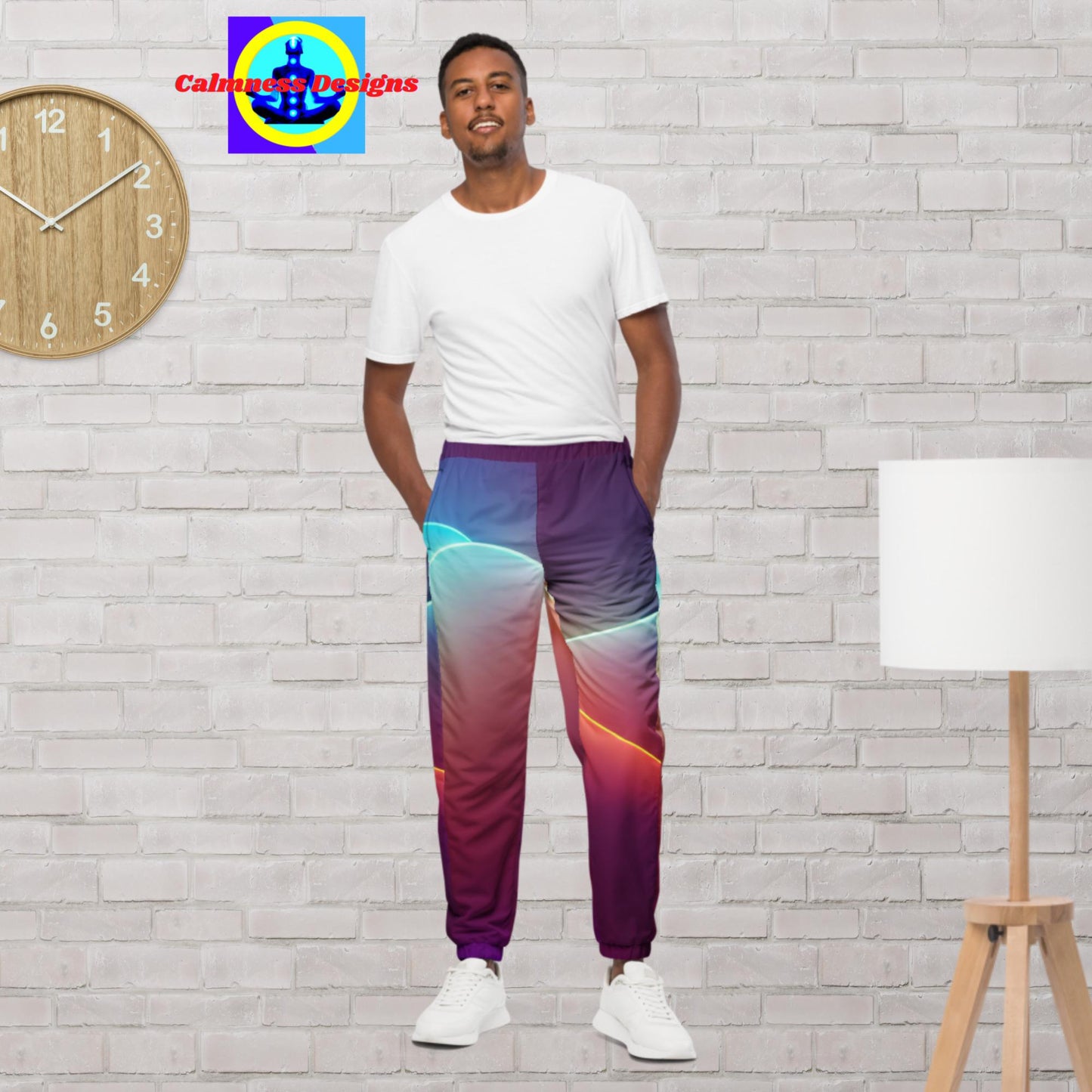 Beautiful, Colorful, Gradient Waves, track pants