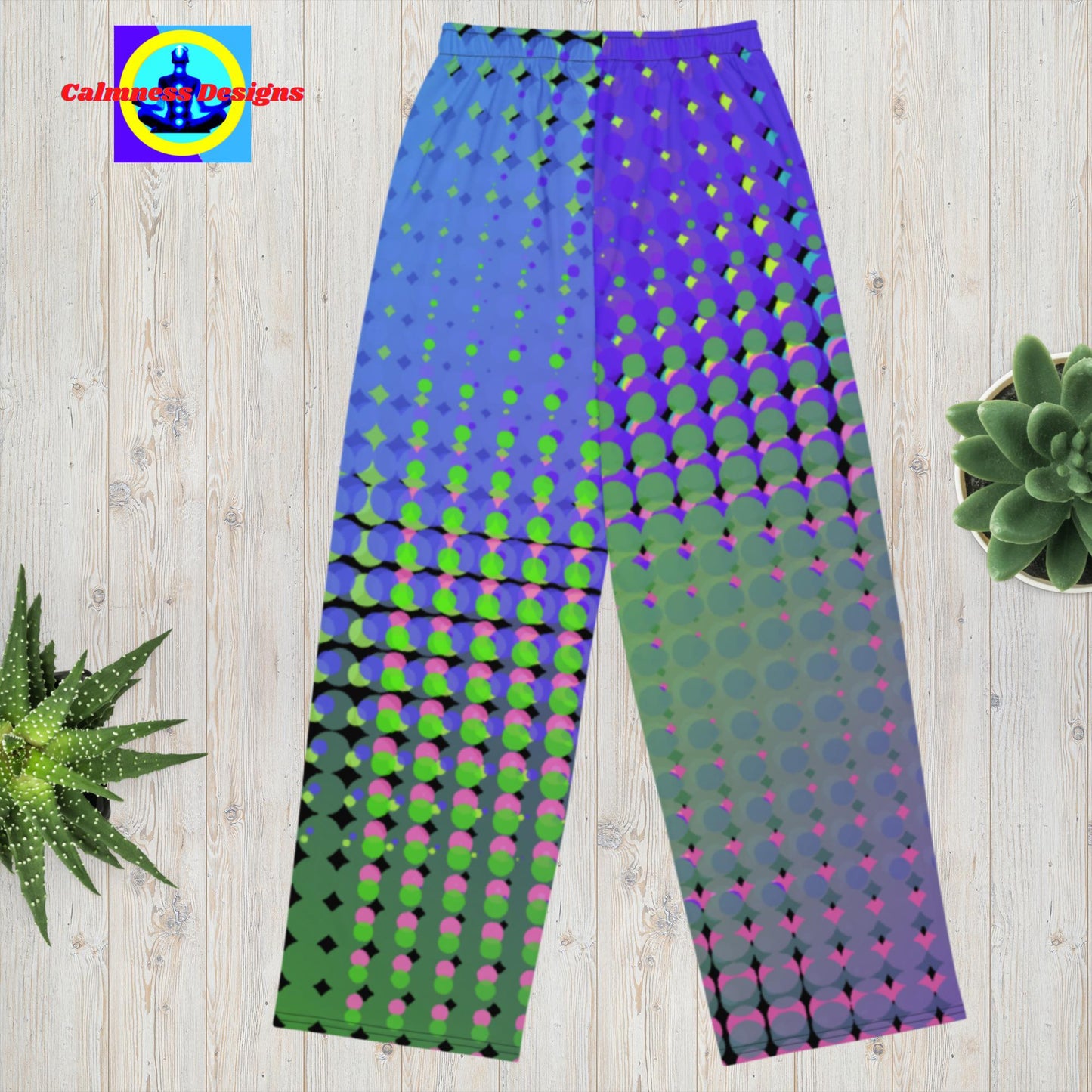 Hafttone Gradient Squares, All-over print unisex wide-leg pants