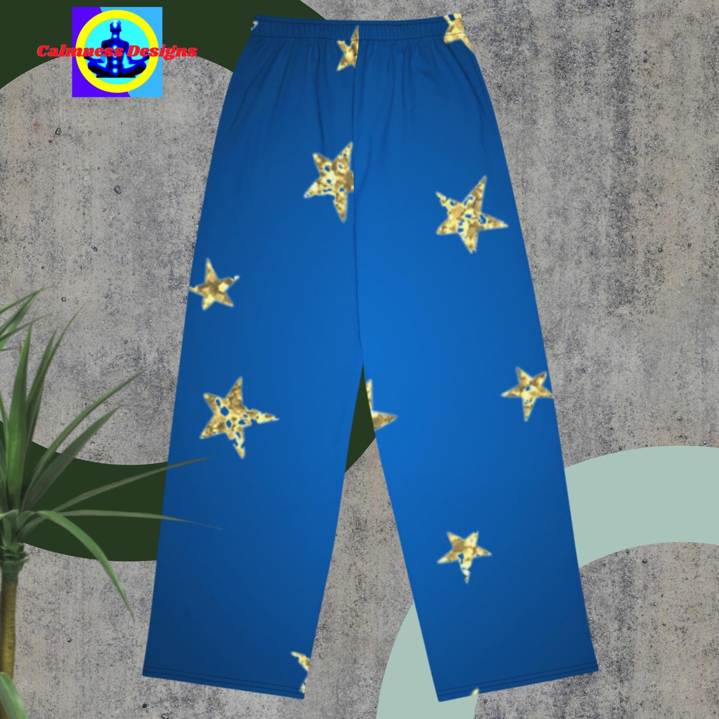 Gradient Stars, Gold Stars, All-over print unisex wide-leg pants