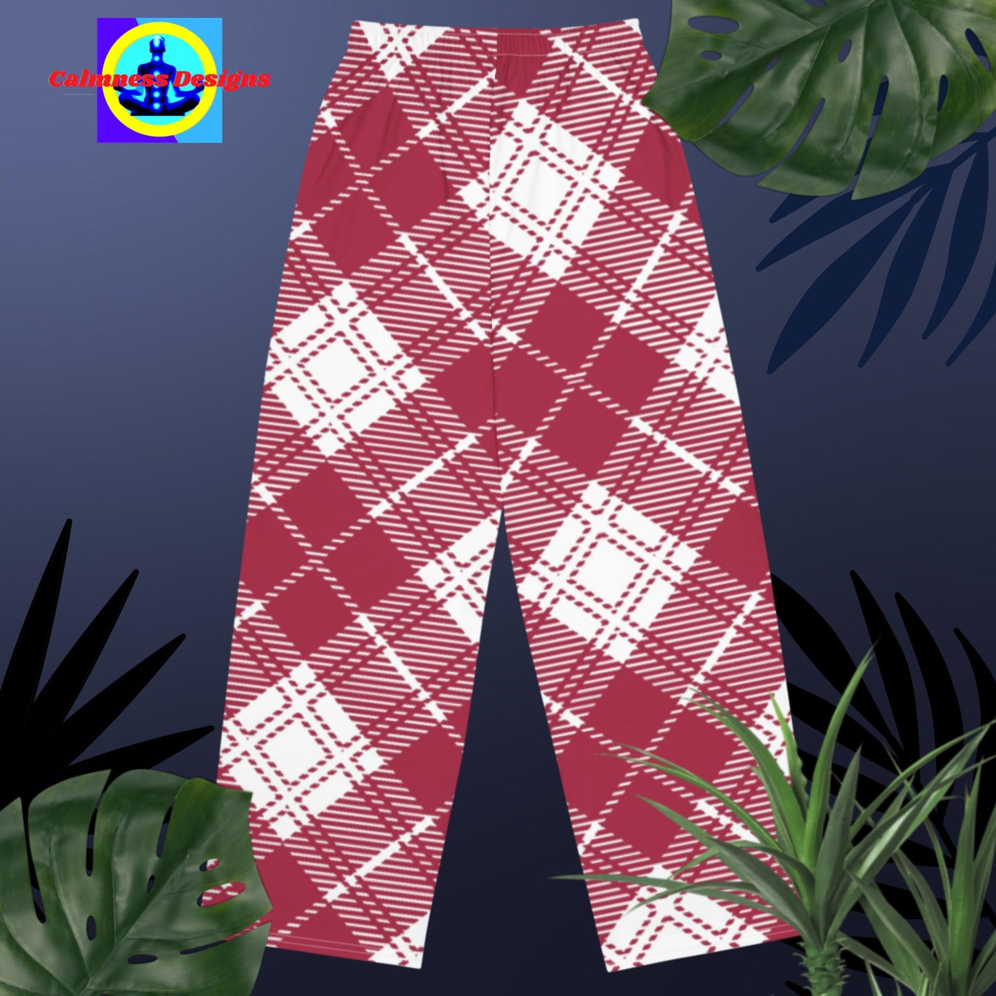 Tartan Designs,  All-over print unisex wide-leg pants