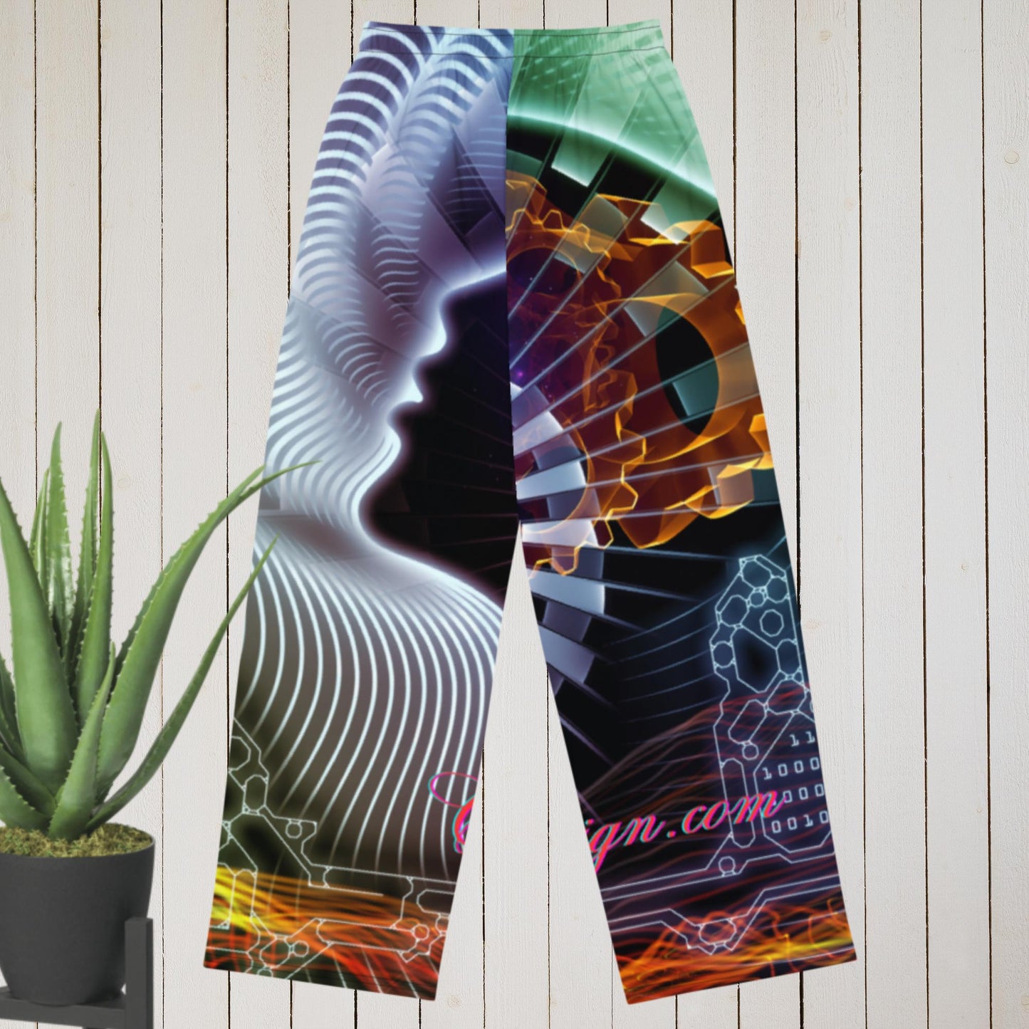 Mind-trails Spirals of the Mind Series,   All-over print Women's wide-leg pants