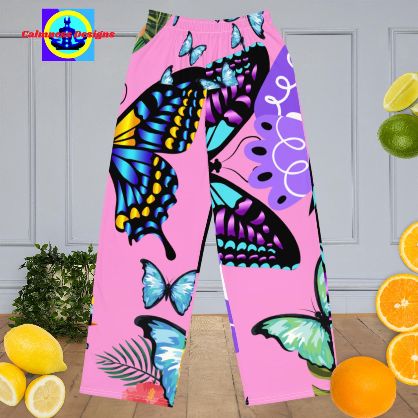 Designers-Butterflies  Designer's Styles,  All-over print unisex wide-leg pants