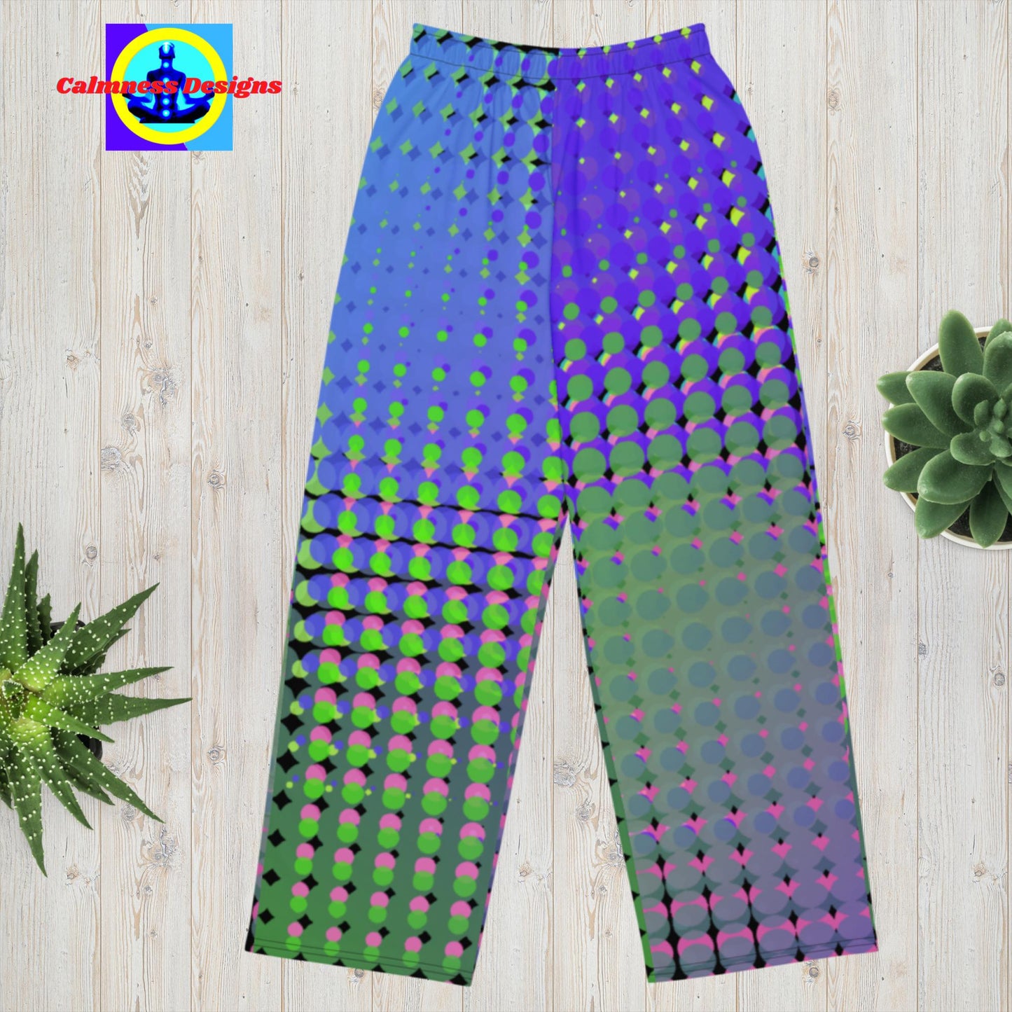 Hafttone Gradient Squares, All-over print unisex wide-leg pants