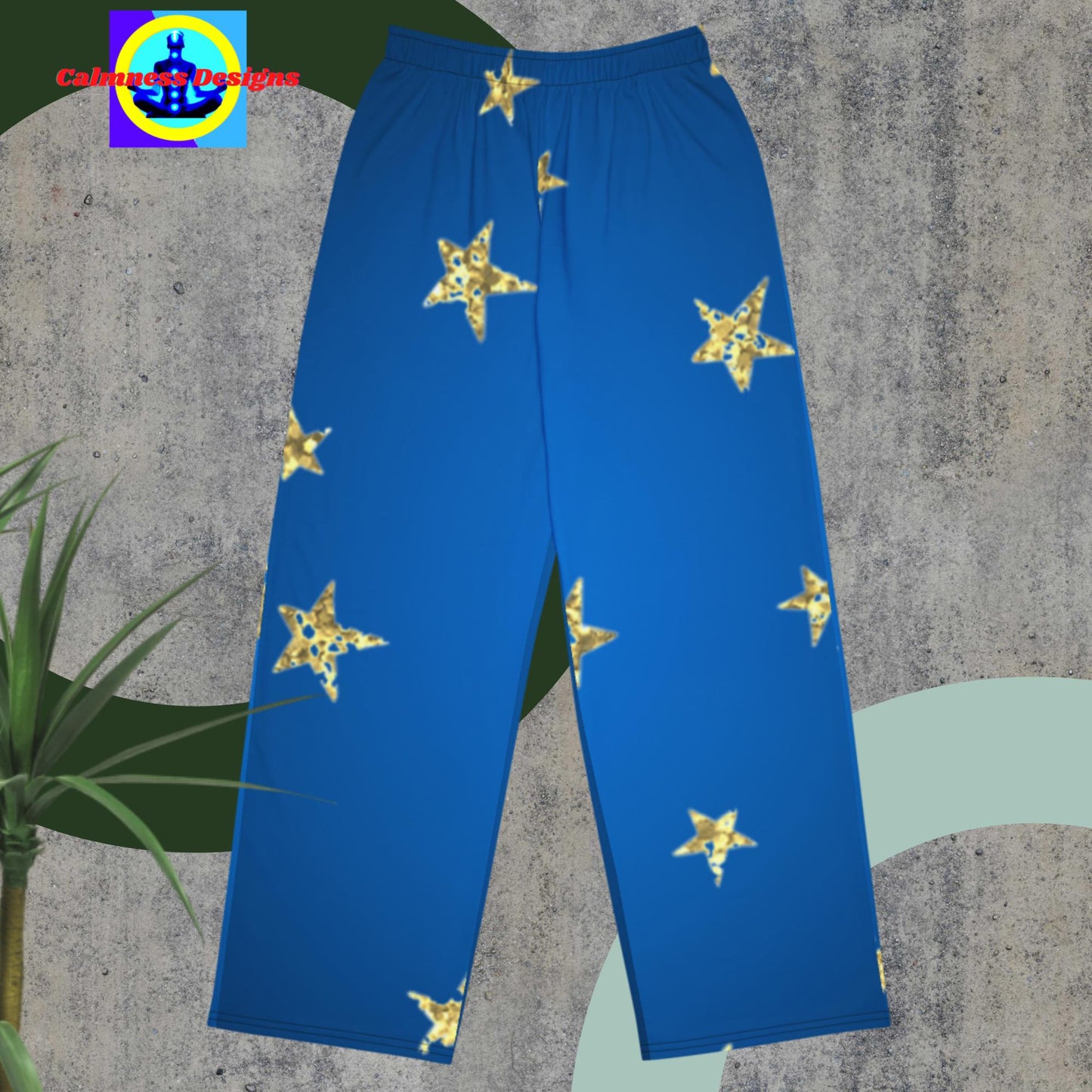 Gradient Stars, Gold Stars, All-over print unisex wide-leg pants