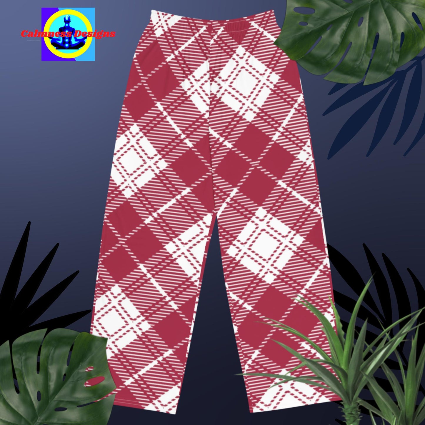 Tartan Designs,  All-over print unisex wide-leg pants