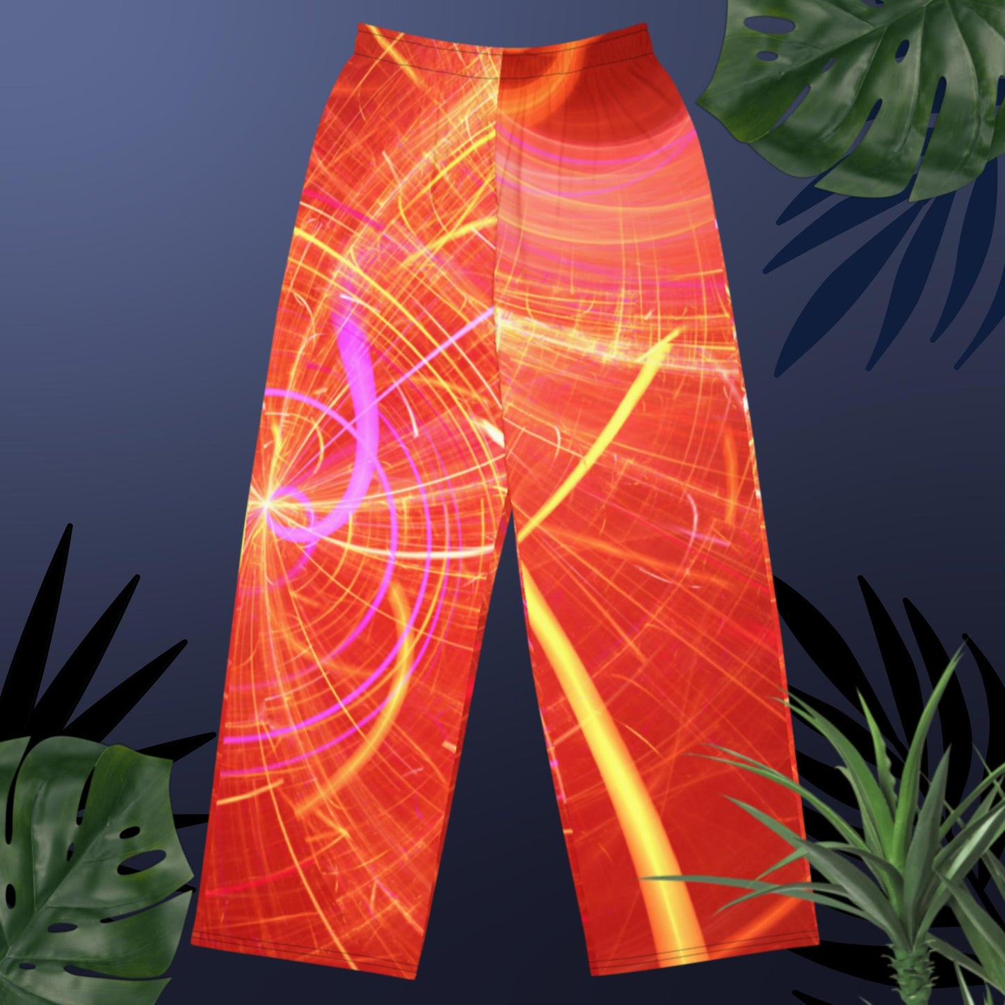 Fractal art background,   All-over print unisex wide-leg pants