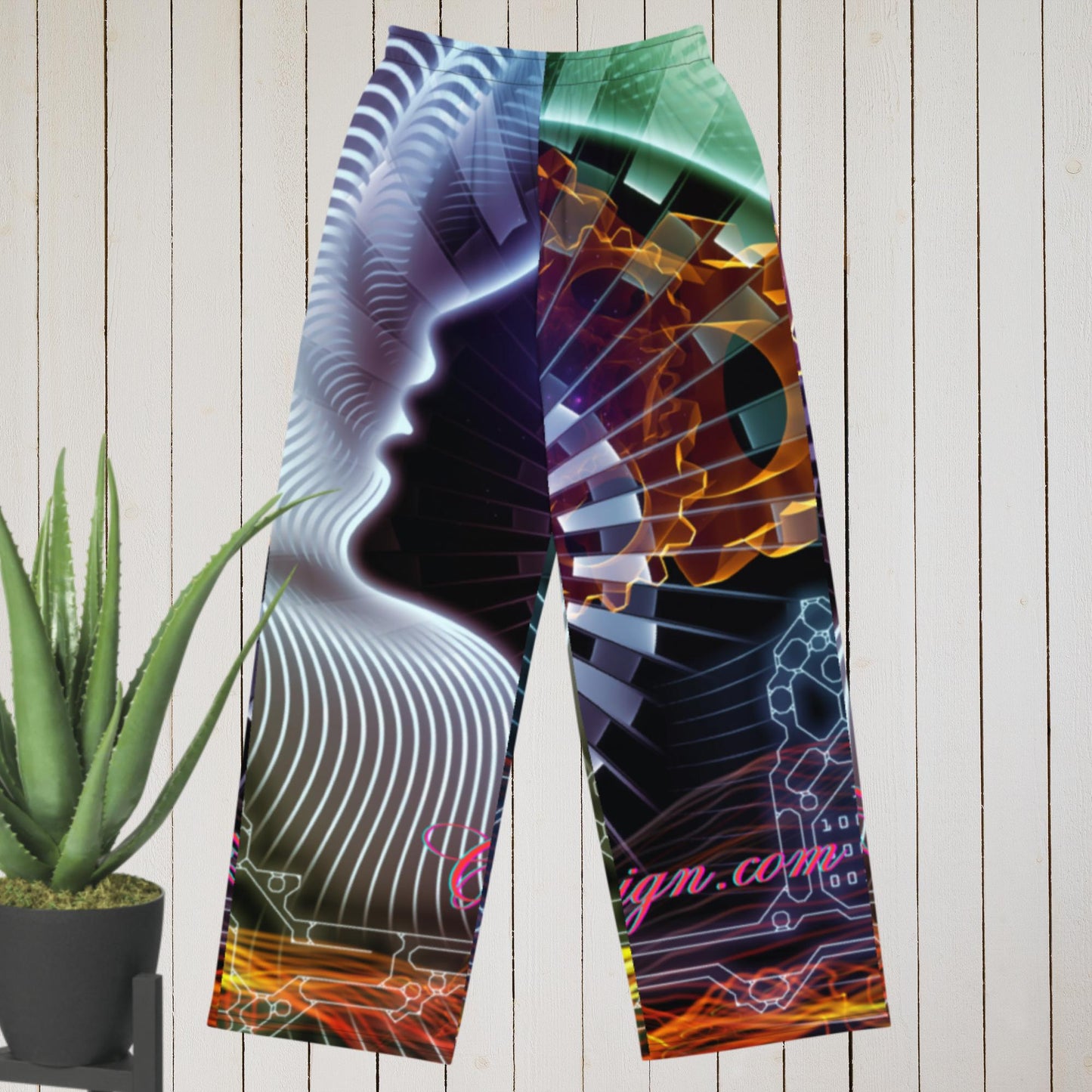 Mind-trails Spirals of the Mind Series,   All-over print Women's wide-leg pants