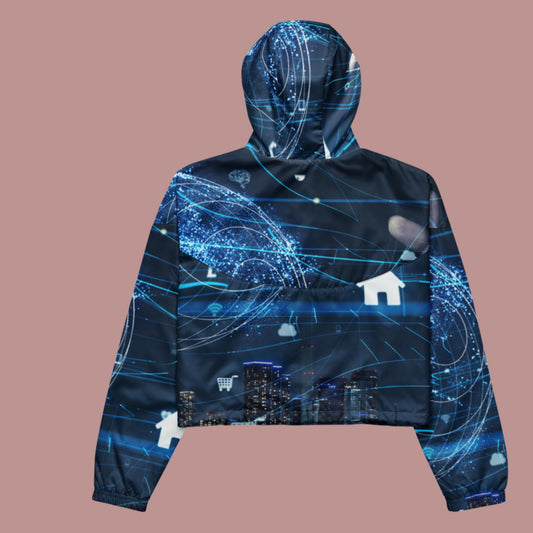 Smart City  and Internet of Things(IOT), Women’s cropped windbreaker