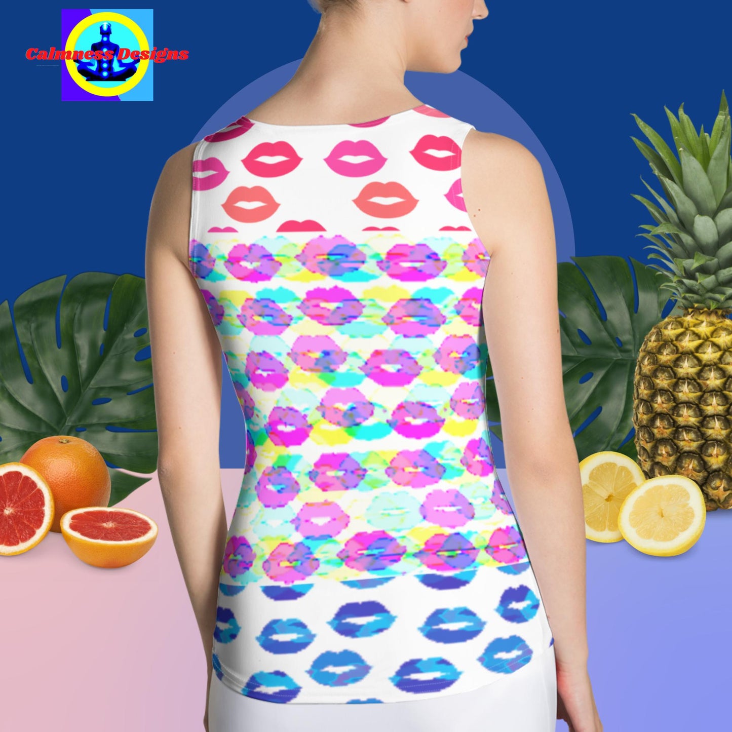 Valentines Multi-Colors Lips, Sublimation Cut & Sew Tank Top