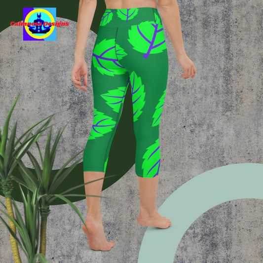 Beautiful Green Leaves,   Yoga Capri Leggings