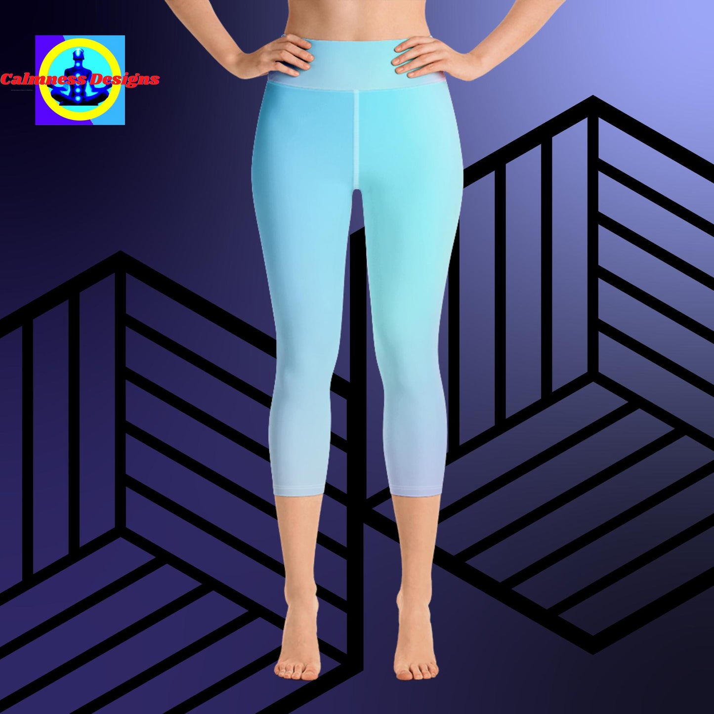 Beautiful, Gradient, Colors, Pink & blue, Yoga Capri Leggings