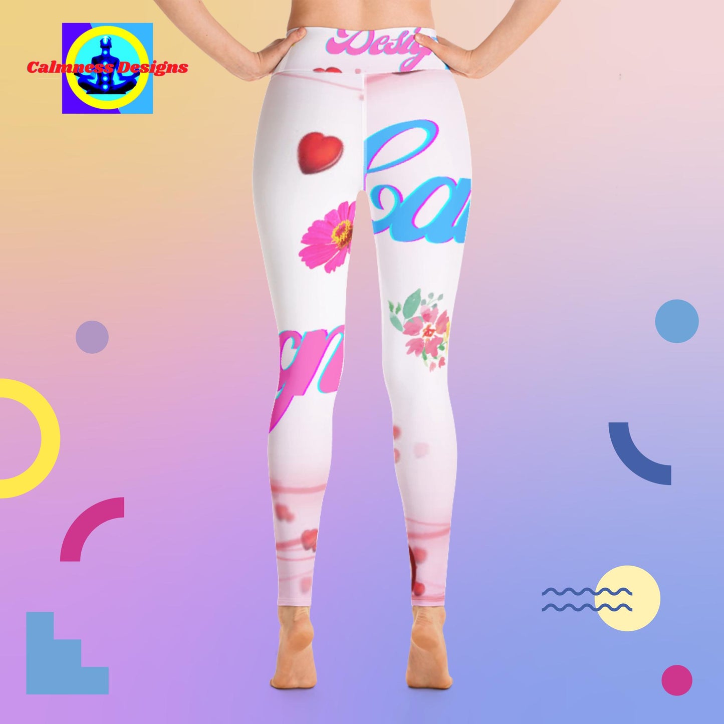 Calmness Designs, Designer, Hearts, Roses,  Yoga Leggings