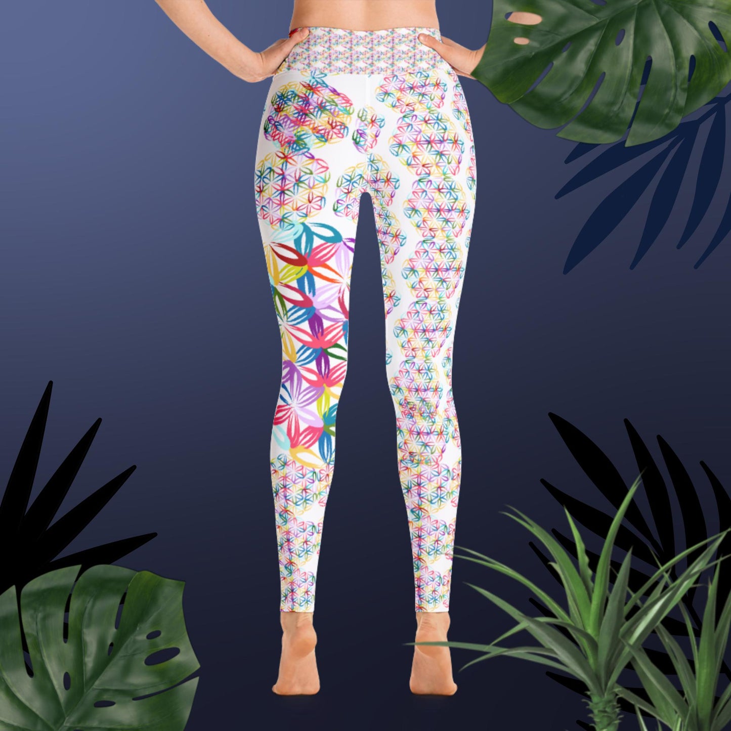 Flower of Life Pattern Illustration,  Yoga Leggings