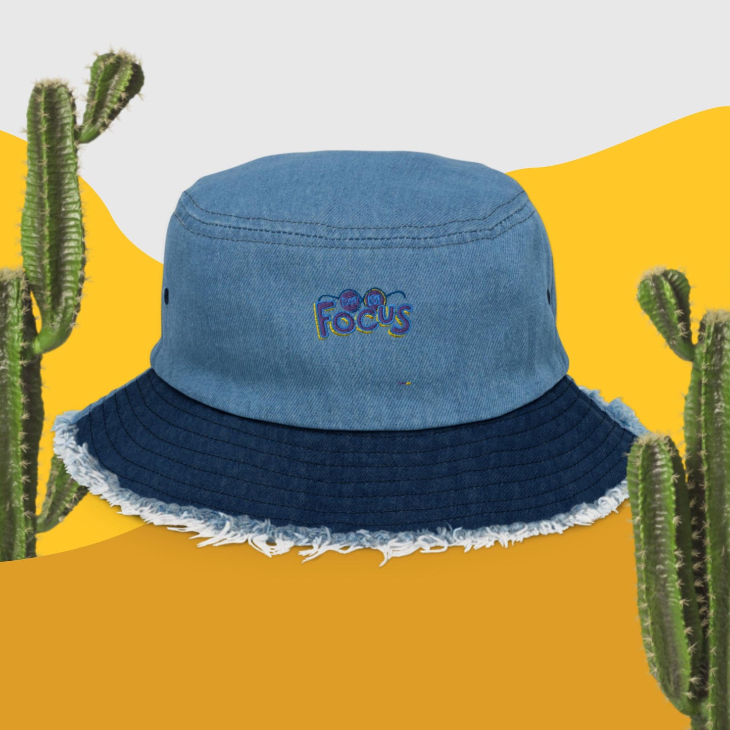 Don't Lose Focus, Distressed denim bucket hat