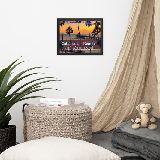 California Beach at Sunset, calmnessdesign.com,  Framed poster