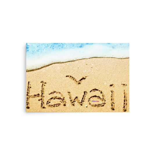 Hawaii Bird Written in Sand on Beach, Poster