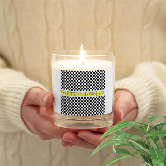 Checkered Glass jar soy wax candle