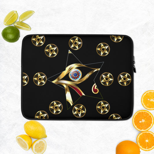 Gold Eye of Horus, Golden, eye, magic gold star, Laptop Sleeve