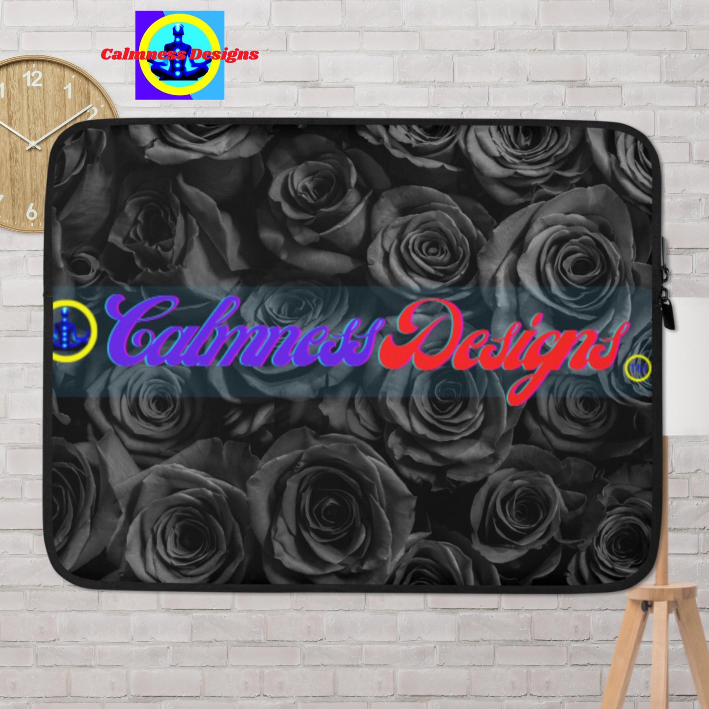 Colorful Black Rose Flowers, Laptop Sleeve