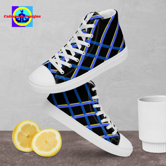 Calmness Designs Grid-Lines, Men’s high top canvas shoes