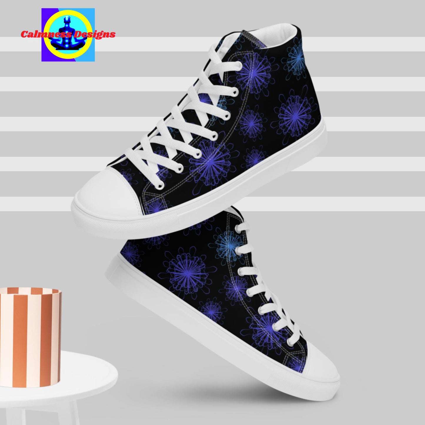 Floral Pattern Background, Men’s high top canvas shoes