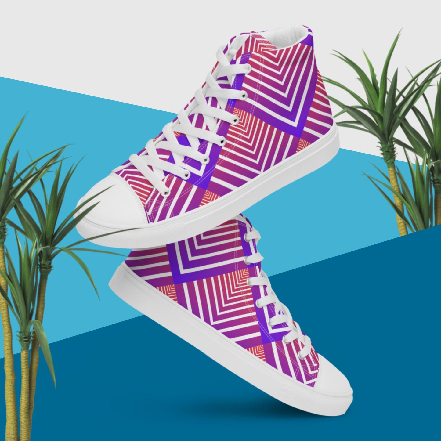 Modular Abstract Pattern-01,   Men’s high top canvas shoes