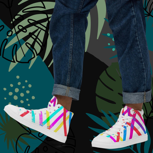 Designs Colorful, Parallels Lines, , Men’s high top canvas shoes