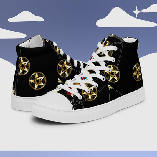 Gold Eye of Horus, Golden, eye, magic gold star, Men’s high top canvas shoes