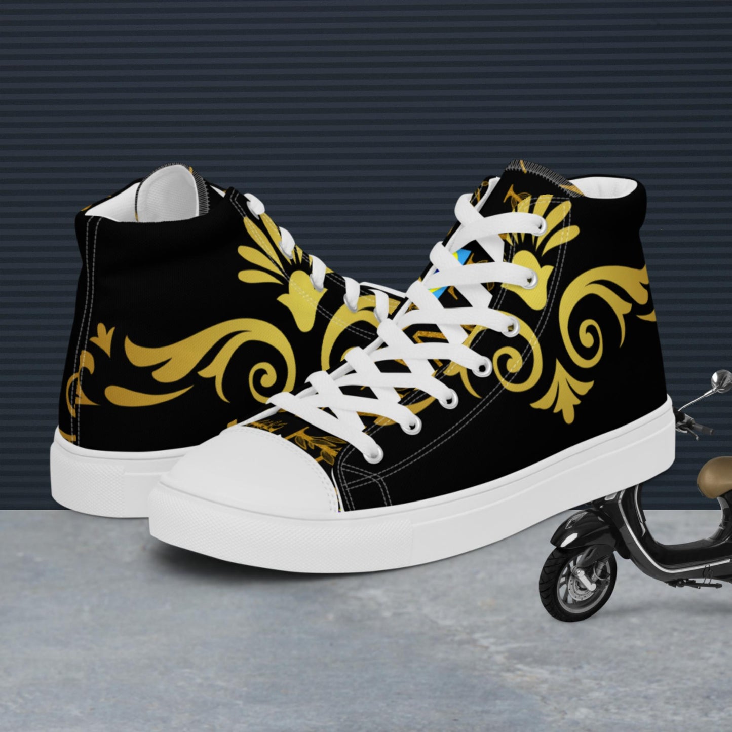 Calmness Designs Ornament Line,  Men’s high top canvas shoes