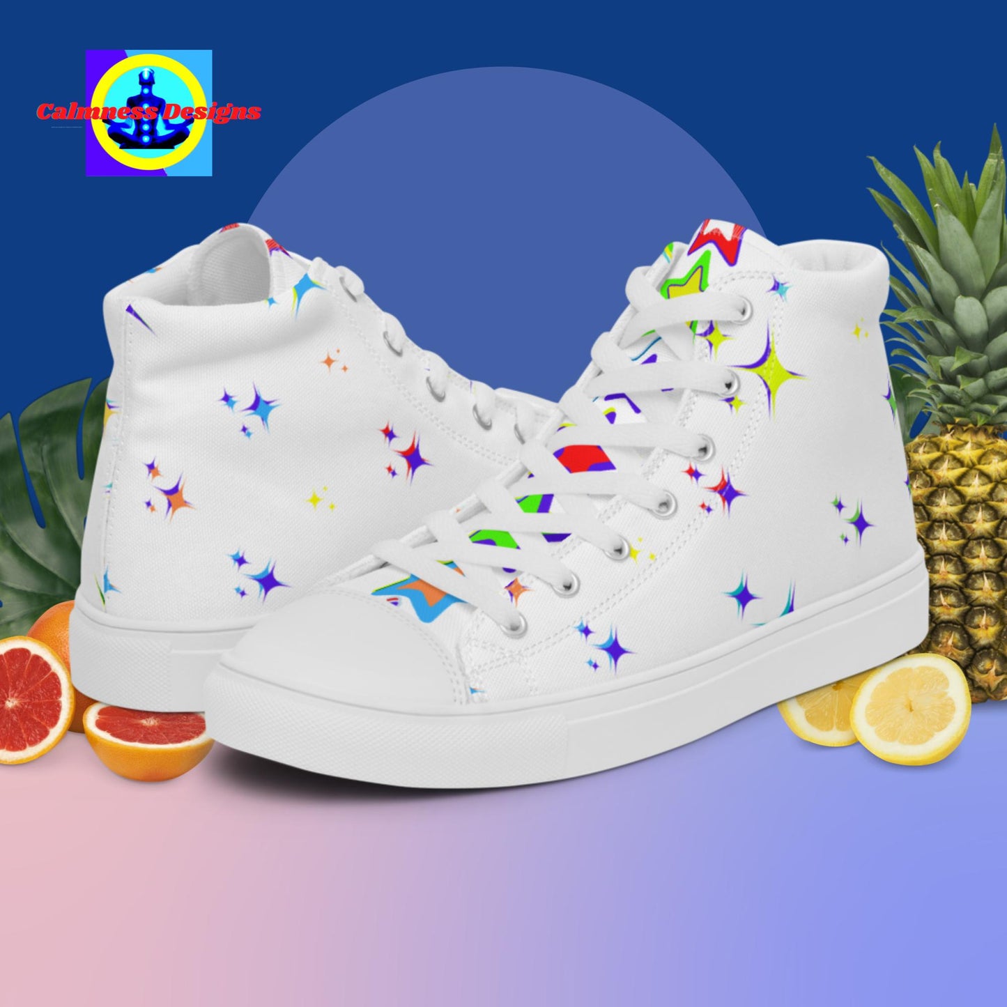 Twinkle Little Stars, Men’s high top canvas shoes