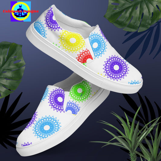 Mandala Round Objects,  Men’s slip-on canvas shoes