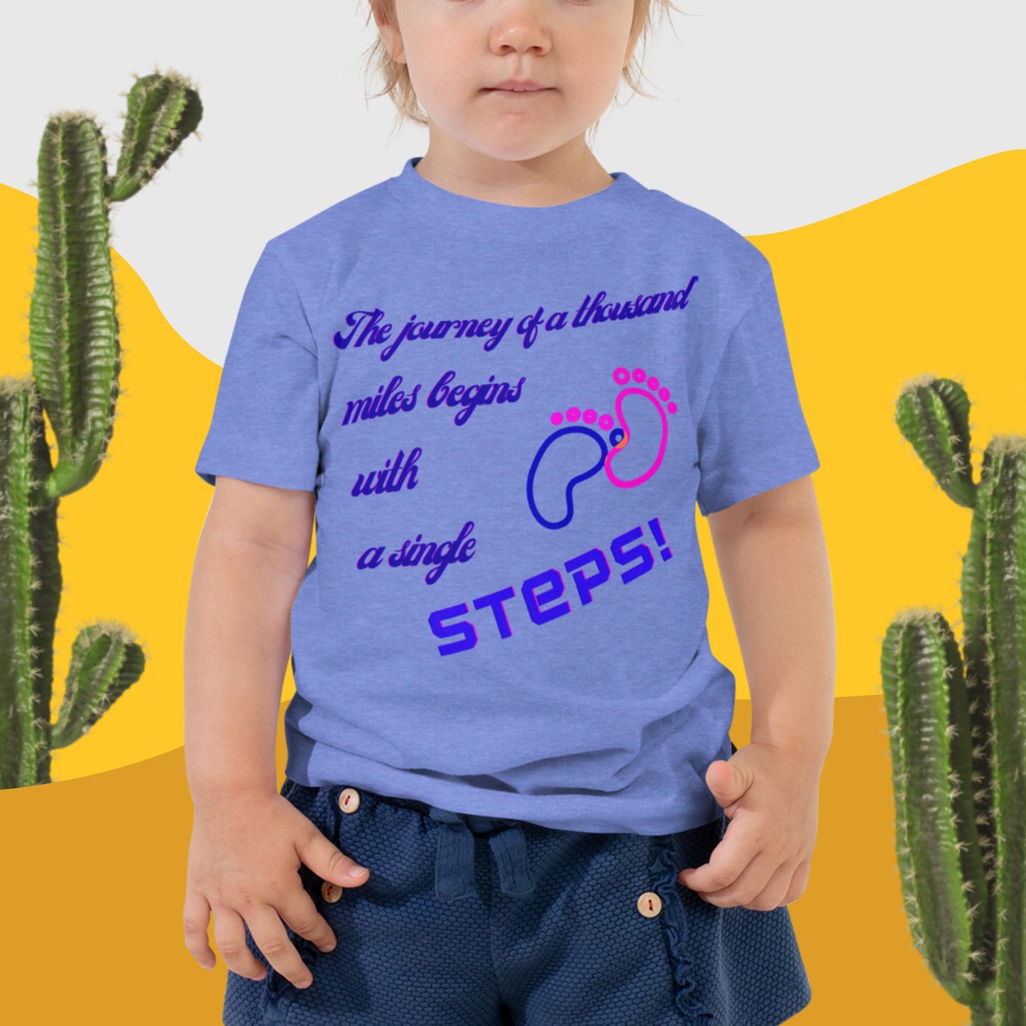 The journey of a thousand miles begins   with a single STEPS!, Toddler Short Sleeve Tee