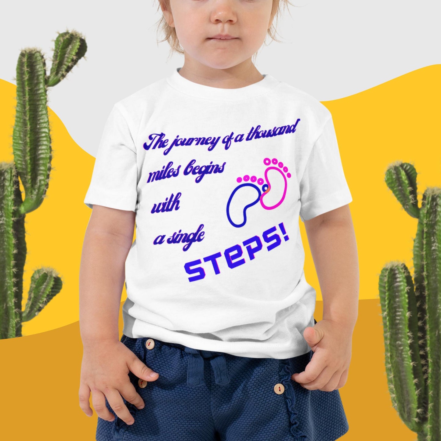 The journey of a thousand miles begins   with a single STEPS!, Toddler Short Sleeve Tee