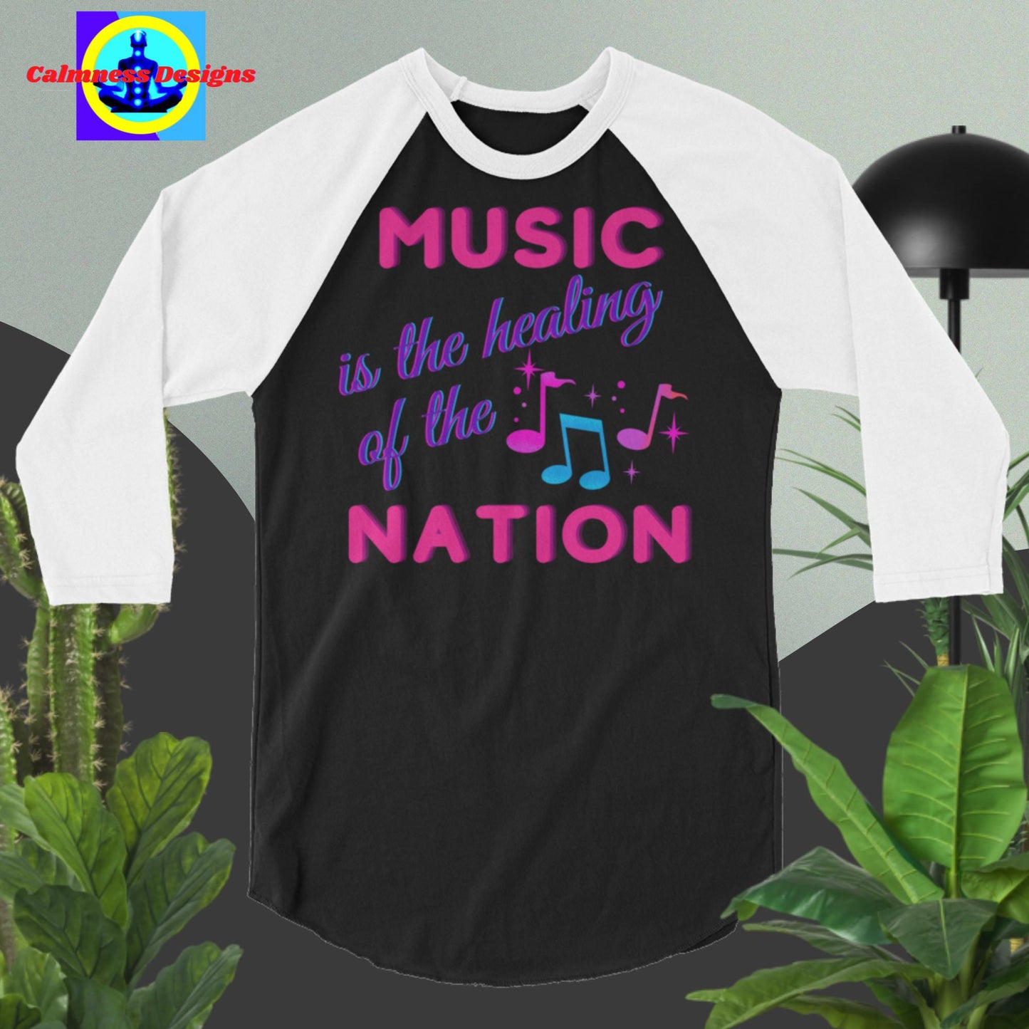 MUSIC is the healing of the NATION, 3/4 sleeve raglan shirt