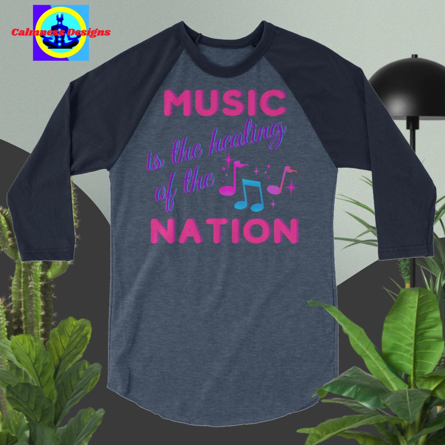 MUSIC is the healing of the NATION, 3/4 sleeve raglan shirt