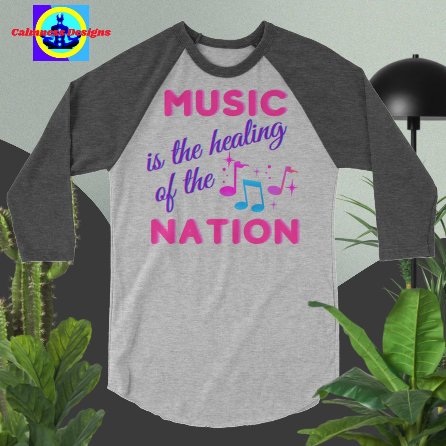 MUSIC is the healing of the NATION, 3/4 sleeve raglan shirt