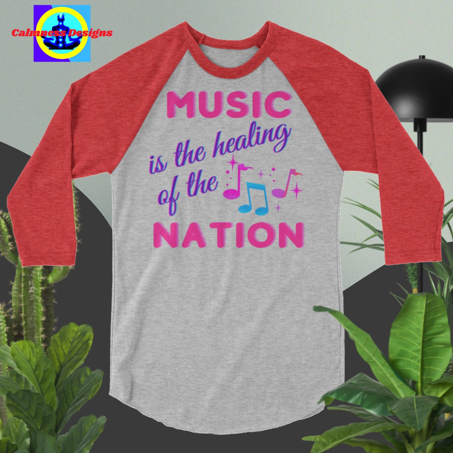 MUSIC is the healing of the NATION, 3/4 sleeve raglan shirt