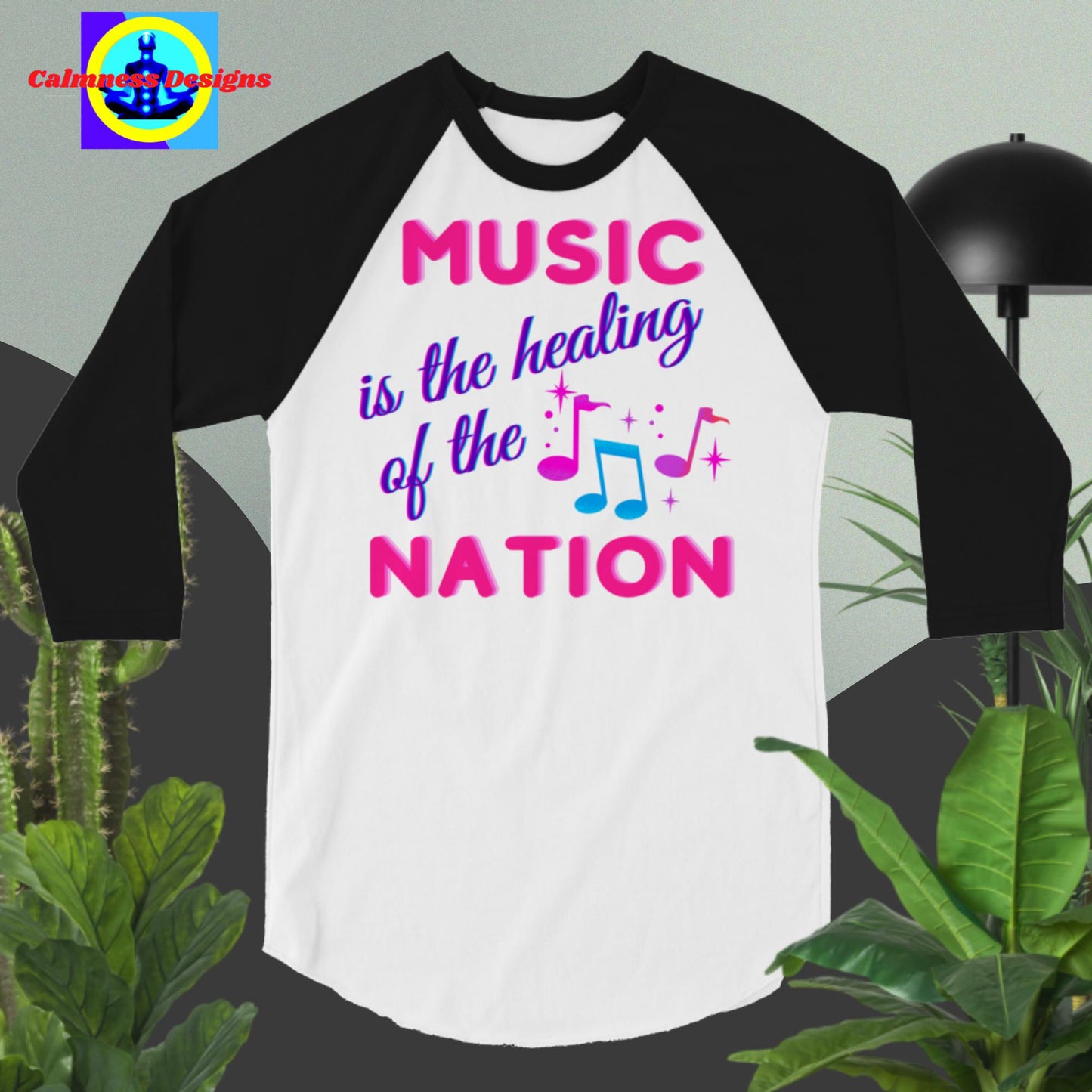 MUSIC is the healing of the NATION, 3/4 sleeve raglan shirt