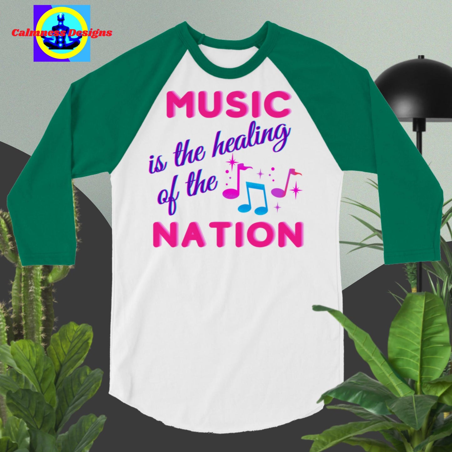 MUSIC is the healing of the NATION, 3/4 sleeve raglan shirt